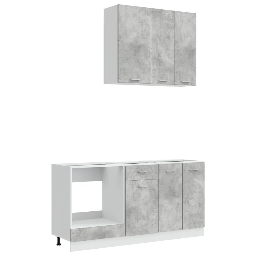 Unité de cuisine LYON 5 pcs Gris béton Bois d'ingénierie - 2