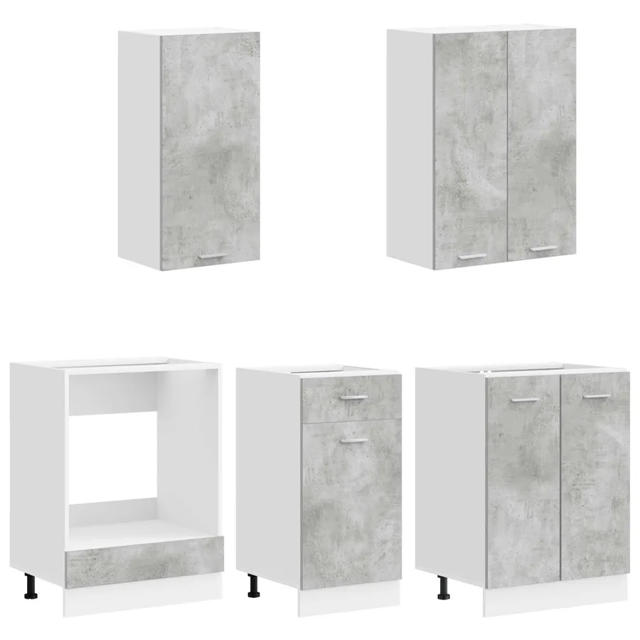 Unité de cuisine LYON 5 pcs Gris béton Bois d'ingénierie - 3
