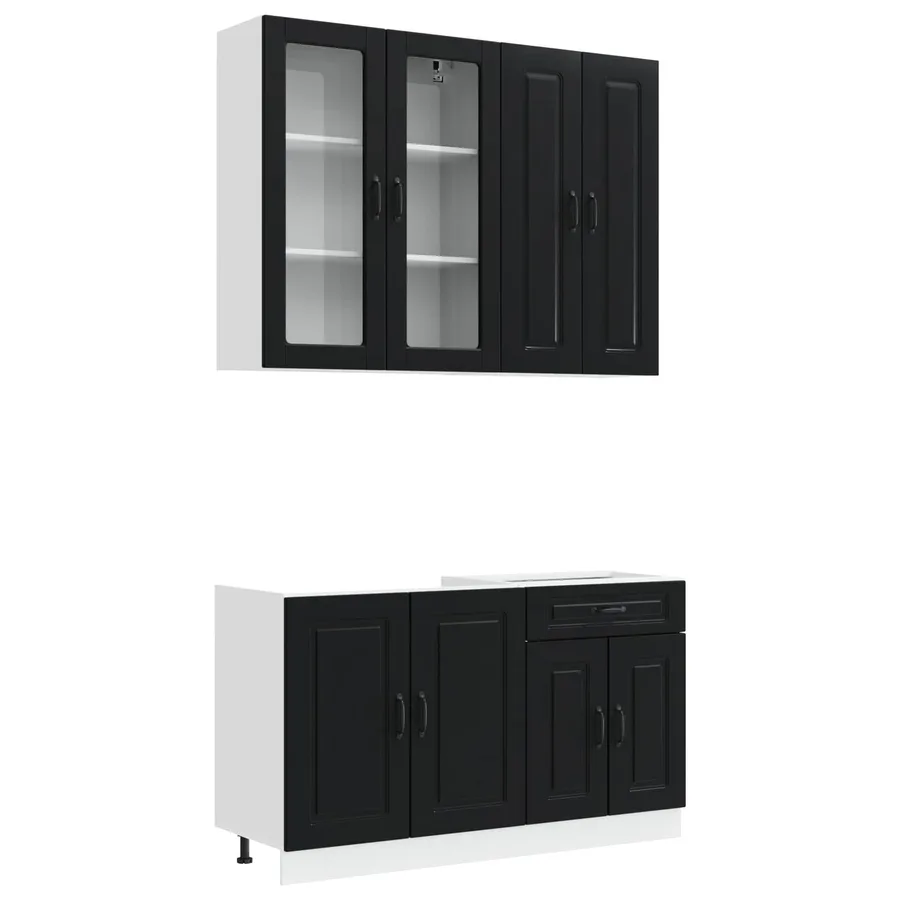 Unité de cuisine KALMAR 4 pcs Noir Bois d'ingénierie - 2