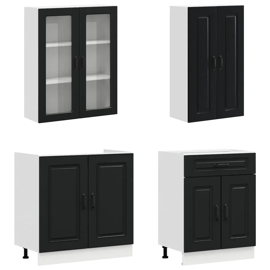 Unité de cuisine KALMAR 4 pcs Noir Bois d'ingénierie - 3