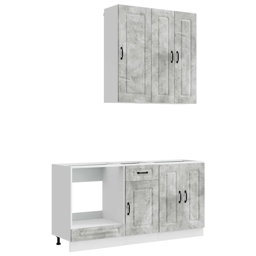 Unité de cuisine KALMAR 5 pcs Gris béton Bois d'ingénierie - 2