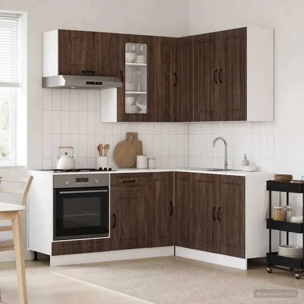 Unité de cuisine KALMAR 8 pcs Chêne brun Bois d'ingénierie