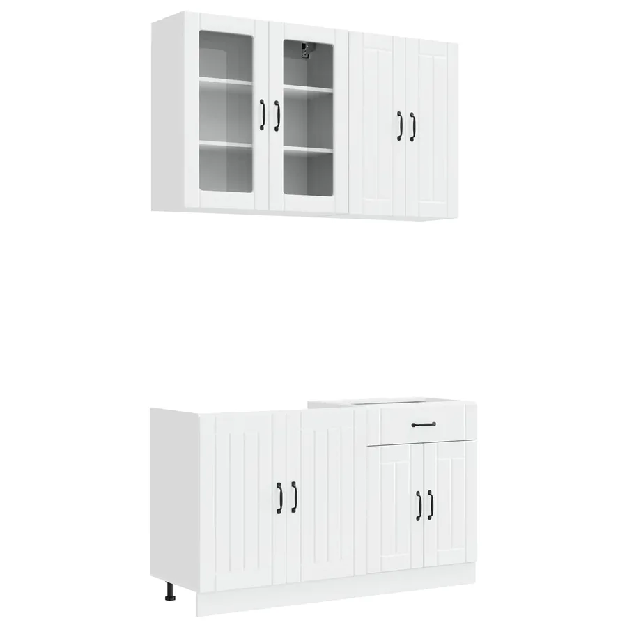 Unité de cuisine LUCCA 4 pcs Blanc brillant Bois d'ingénierie - 2