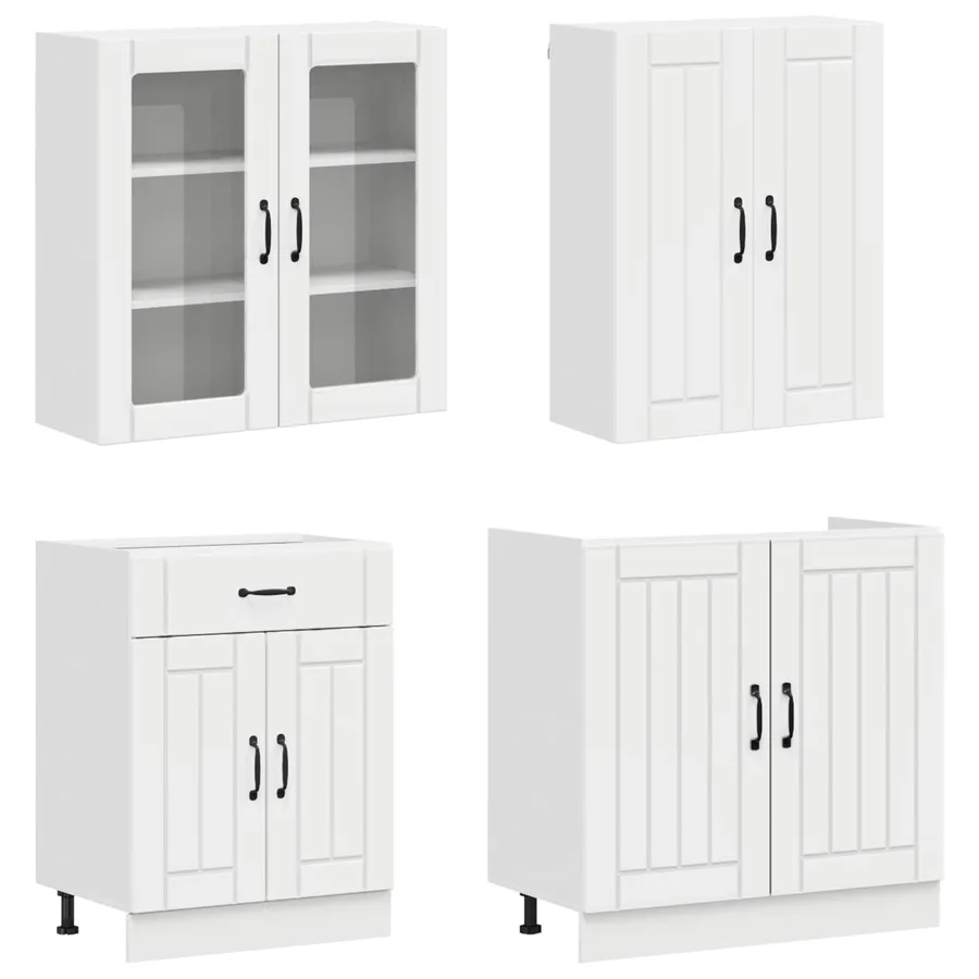 Unité de cuisine LUCCA 4 pcs Blanc brillant Bois d'ingénierie - 3