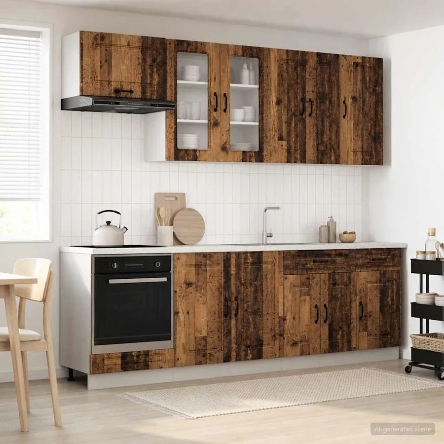 Unité de cuisine KALMAR 8 pcs Bois ancien Bois d'ingénierie