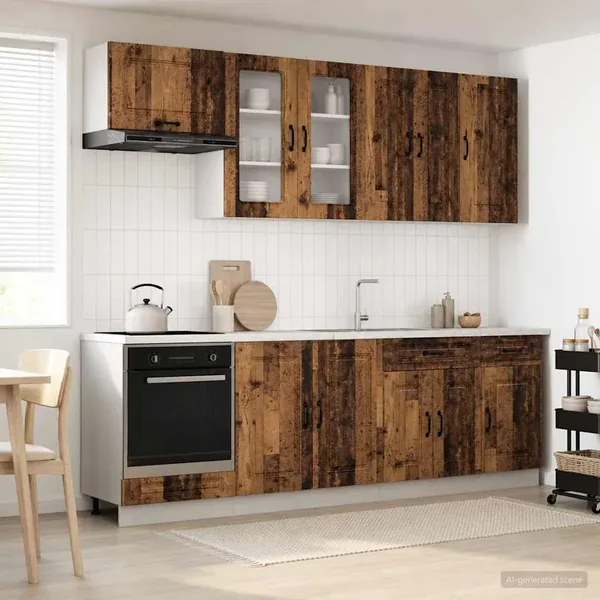 Unité de cuisine KALMAR 8 pcs Bois ancien Bois d'ingénierie