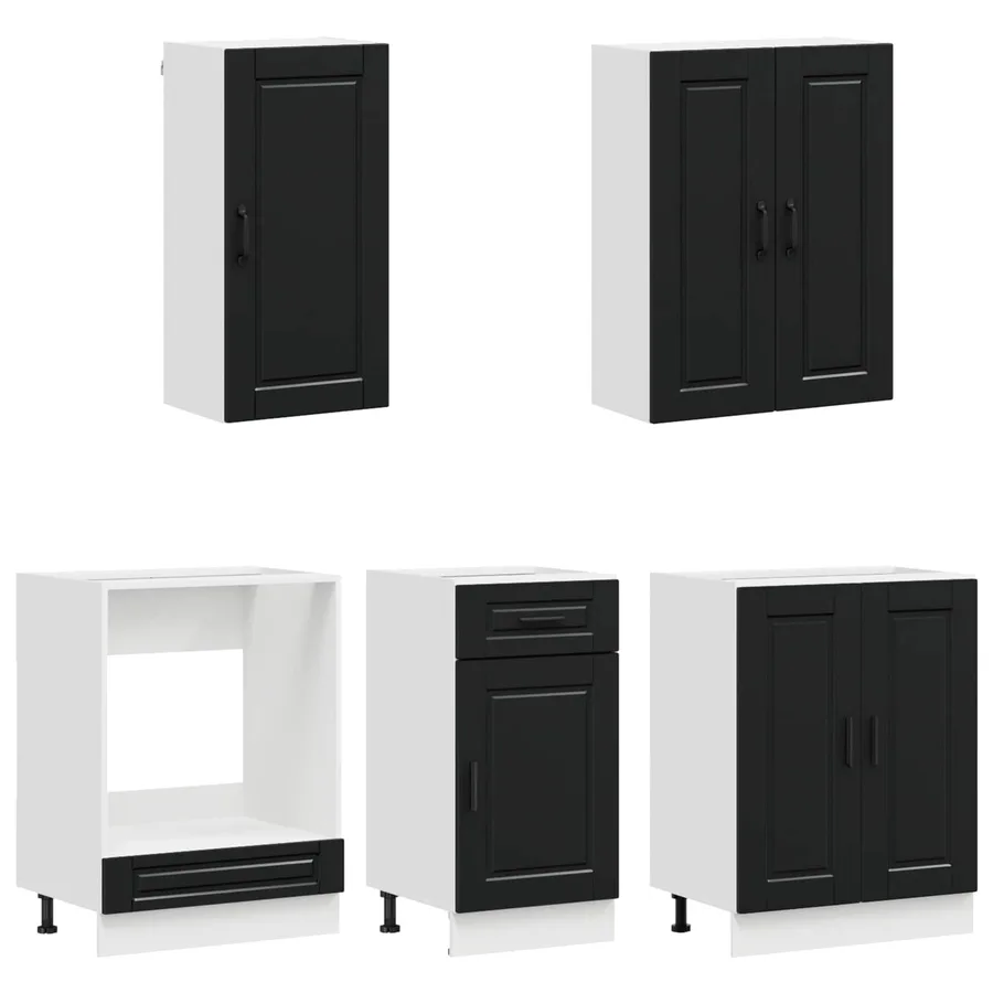 Unité de cuisine PORTO 5 pcs Noir Bois d'ingénierie - 3