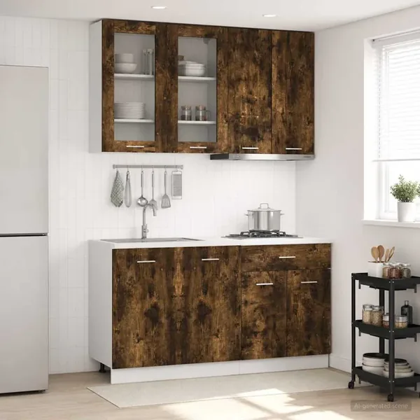 Unité de cuisine LYON 4 pcs Chêne fumé Bois d'ingénierie