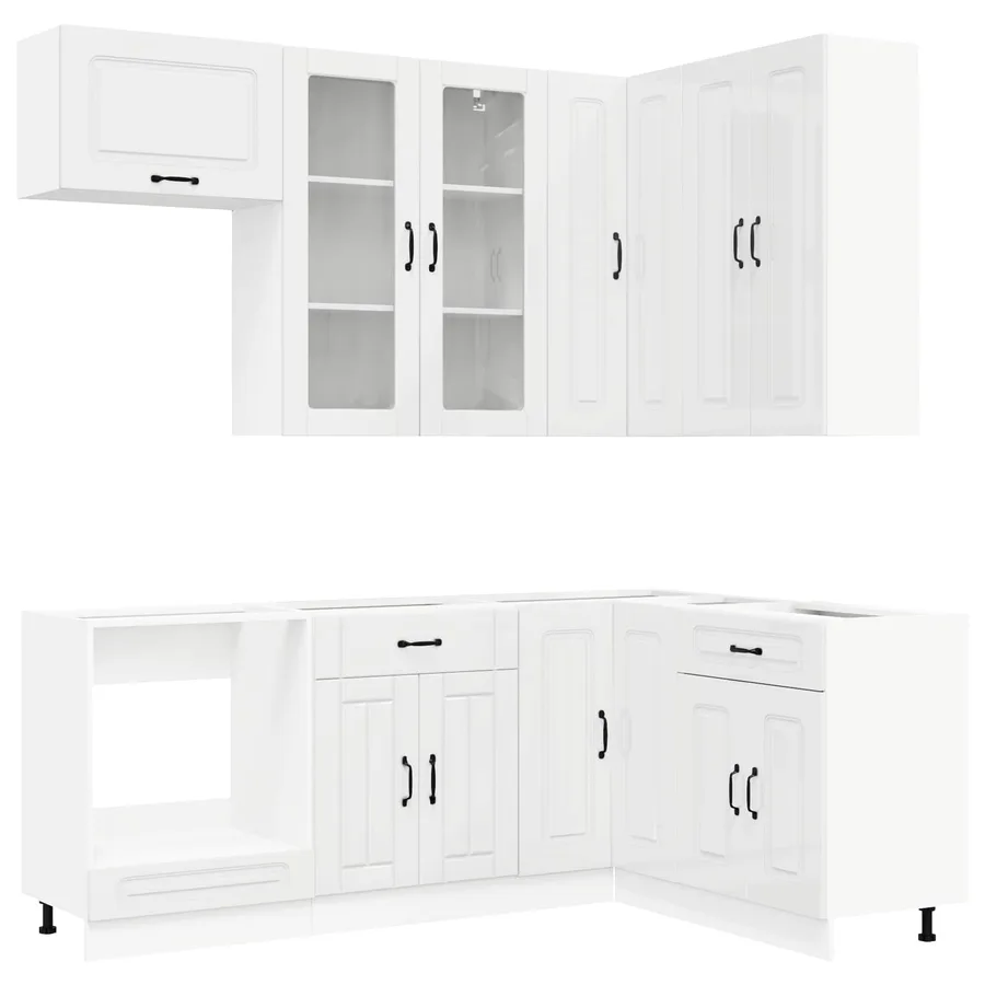 Unité de cuisine KALMAR 8 pcs Blanc brillant Bois d'ingénierie - 2