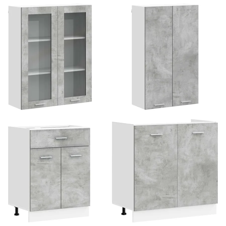 Unité de cuisine LYON 8 pcs Gris béton Bois d'ingénierie - 3