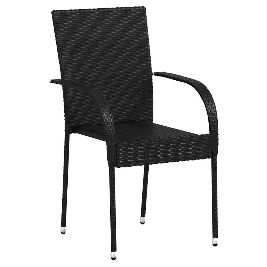 Chaises empilables d'extérieur lot de 2 Résine tressée Noir - 3