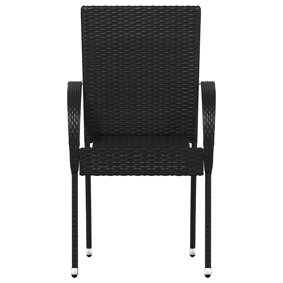 Chaises empilables d'extérieur lot de 2 Résine tressée Noir - 4