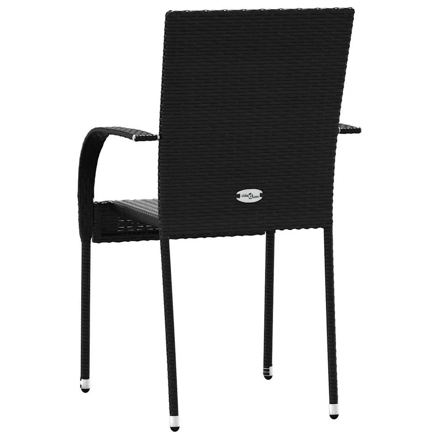 Chaises empilables d'extérieur lot de 2 Résine tressée Noir - 6