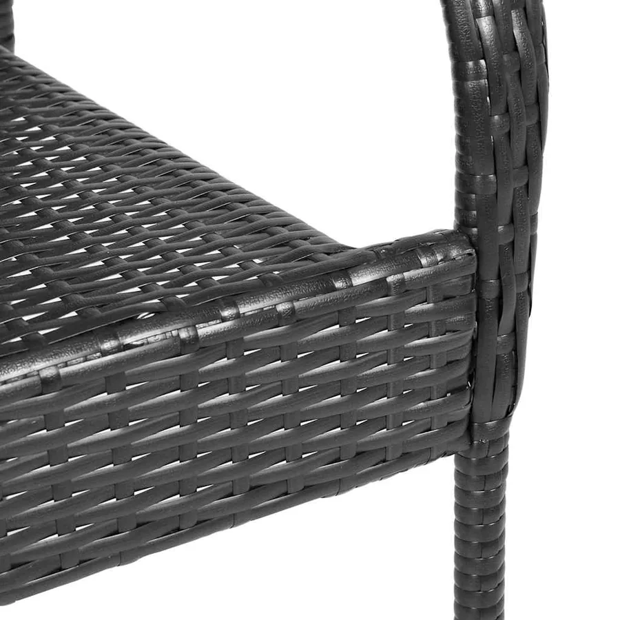 Chaises empilables d'extérieur lot de 2 Résine tressée Noir - 8
