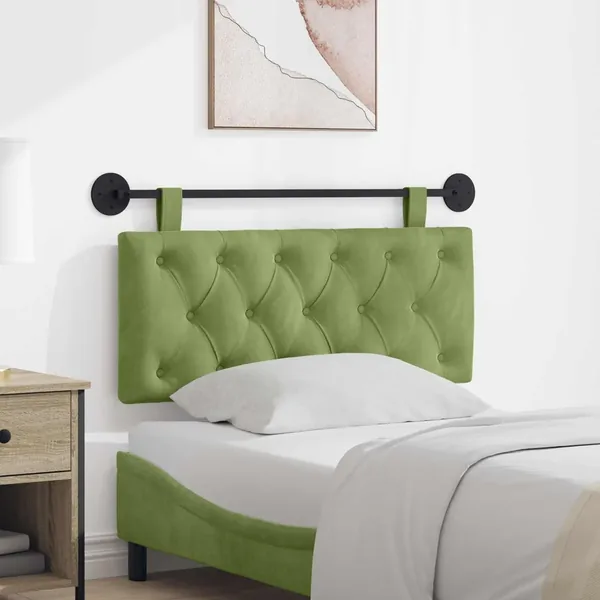 Tête de lit suspendue Avec lumière LED Vert clair Velours