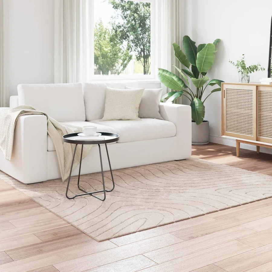 Tapis de surface Carré PALMERAS Beige 120 x 120 cm Polyester
