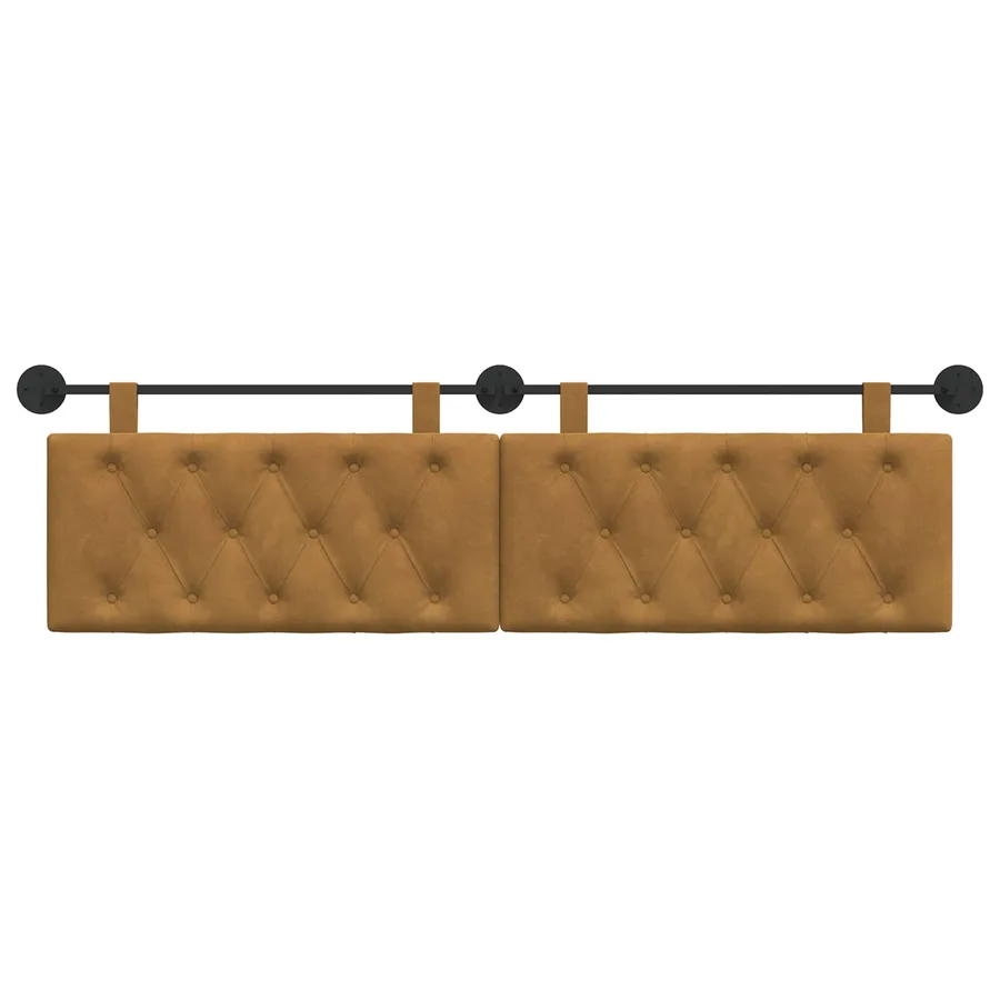 Tête de lit suspendue Avec lumière LED Marron Velours - 5
