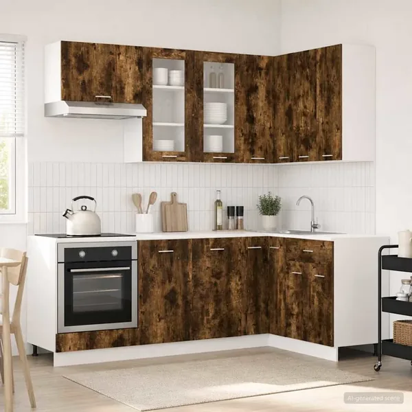 Unité de cuisine LYON 8 pcs Chêne fumé Bois d'ingénierie