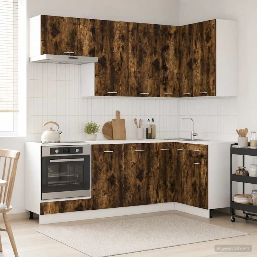 Unité de cuisine LYON 8 pcs Chêne fumé Bois d'ingénierie
