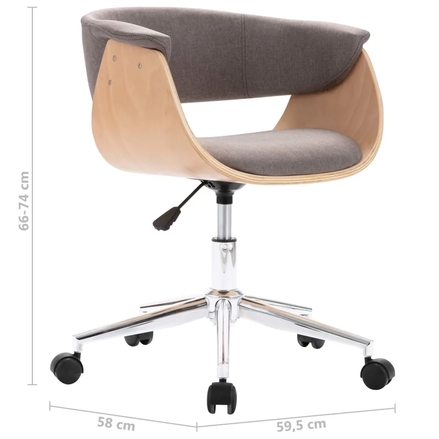 Chaise pivotante à manger Taupe Bois courbé et tissu - 8