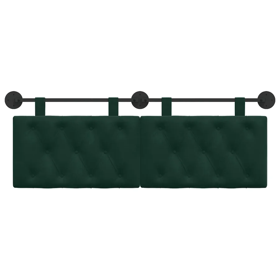Tête de lit suspendue Avec lumière LED Vert foncé Velours - 5