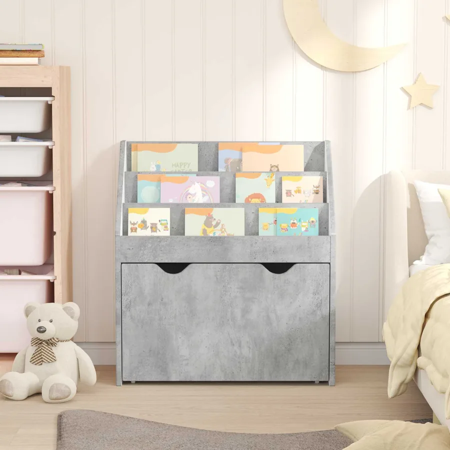 Bibliothèque pour enfants Gris béton 60 x 29,5 x 69 cm - 4