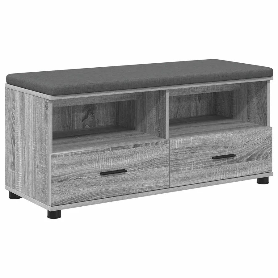 Banc d'entrée avec coussin Gris Sonoma 100 x 38 x 46 cm - 2