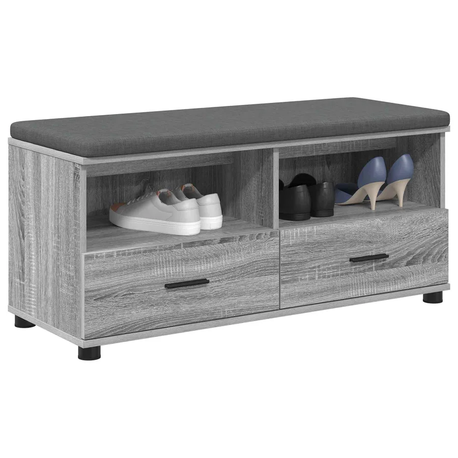 Banc d'entrée avec coussin Gris Sonoma 100 x 38 x 46 cm - 3