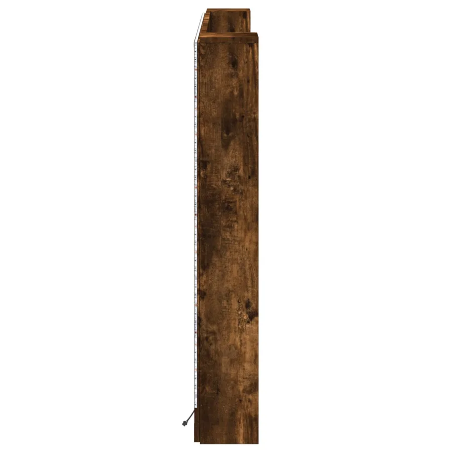 Cabinet de Tête de Lit avec LED Chêne Fumé Bois d'ingénierie - 6