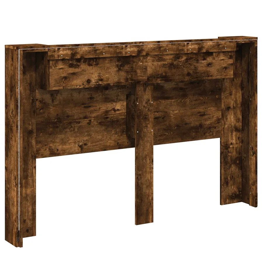 Cabinet de Tête de Lit avec LED Chêne Fumé Bois d'ingénierie - 7