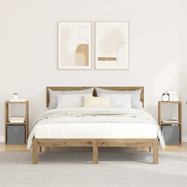 Table de chevet 2 pc Chêne artisanal 30,5 x 27 x 59,5 cm