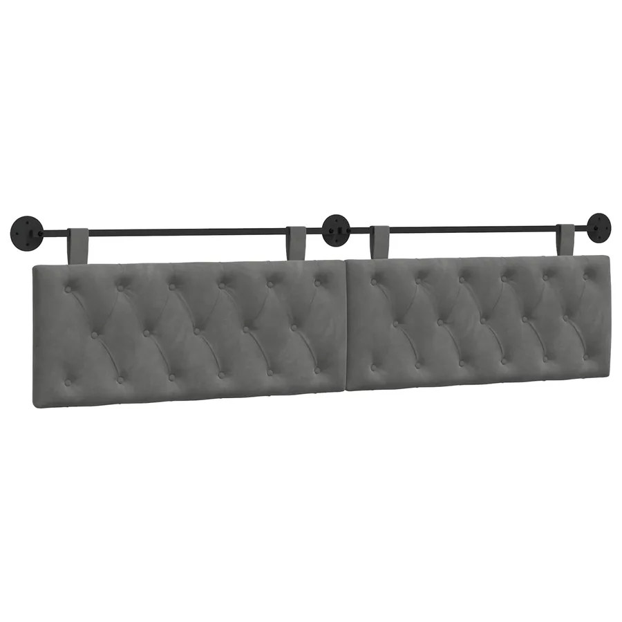 Tête de lit suspendue Avec lumière LED Gris foncé Velours - 2
