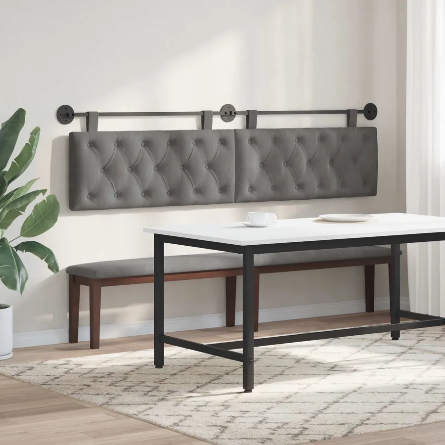 Tête de lit suspendue Avec lumière LED Gris foncé Velours - 4