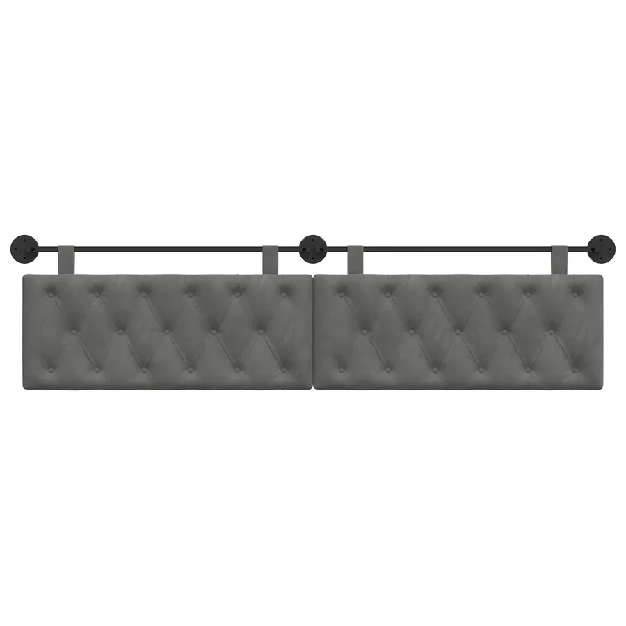 Tête de lit suspendue Avec lumière LED Gris foncé Velours - 5