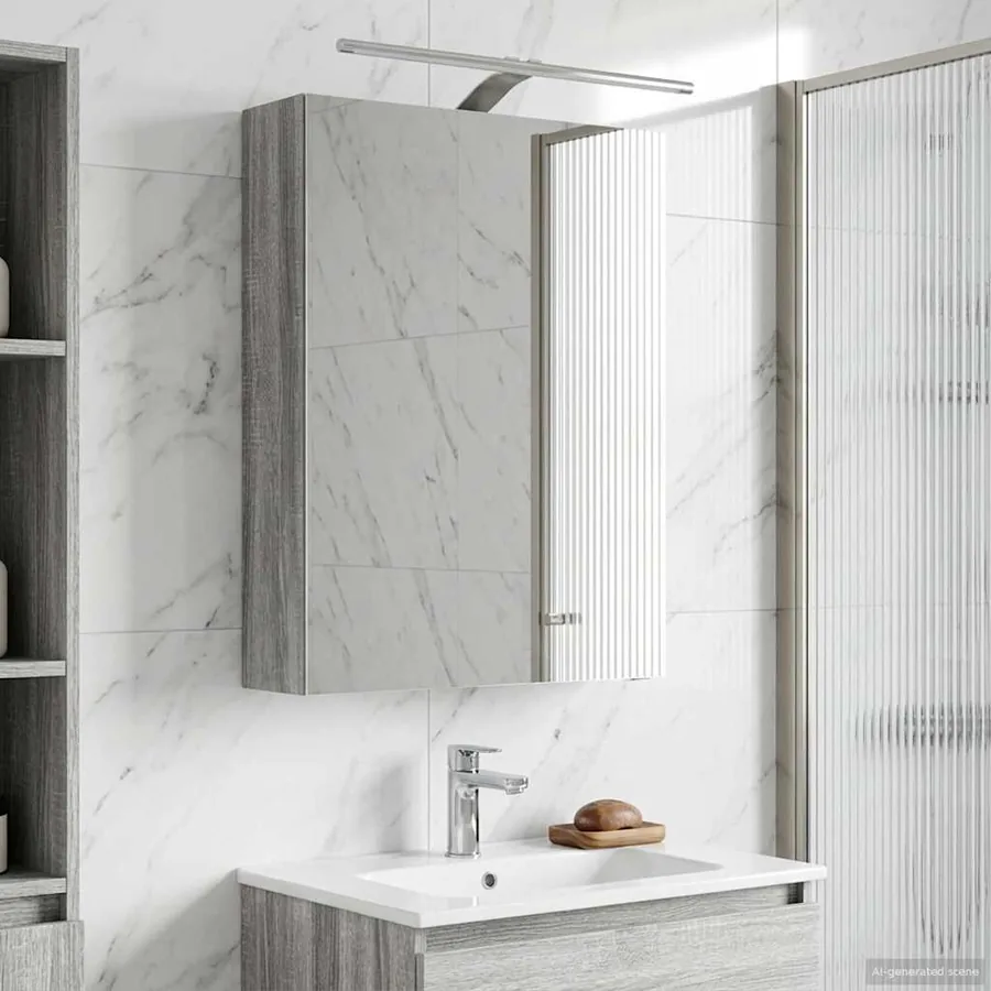 Armoire Miroir de Salle de Bain Gris Sonoma 50 x 14,5 x 70 cm