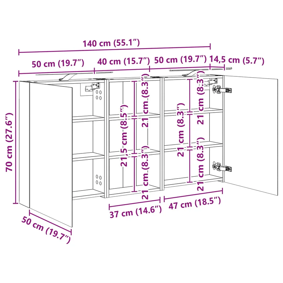 Ensemble de Meubles de Salle de Bain 3 pcs 140 x 14,5 x 70 cm - 13