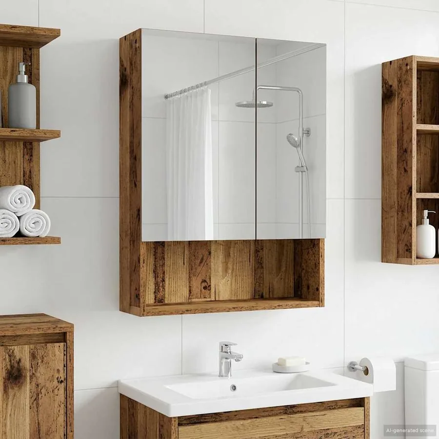 Armoire Miroir de Salle de Bain Bois ancien 50 x 14,5 x 70 cm - 4