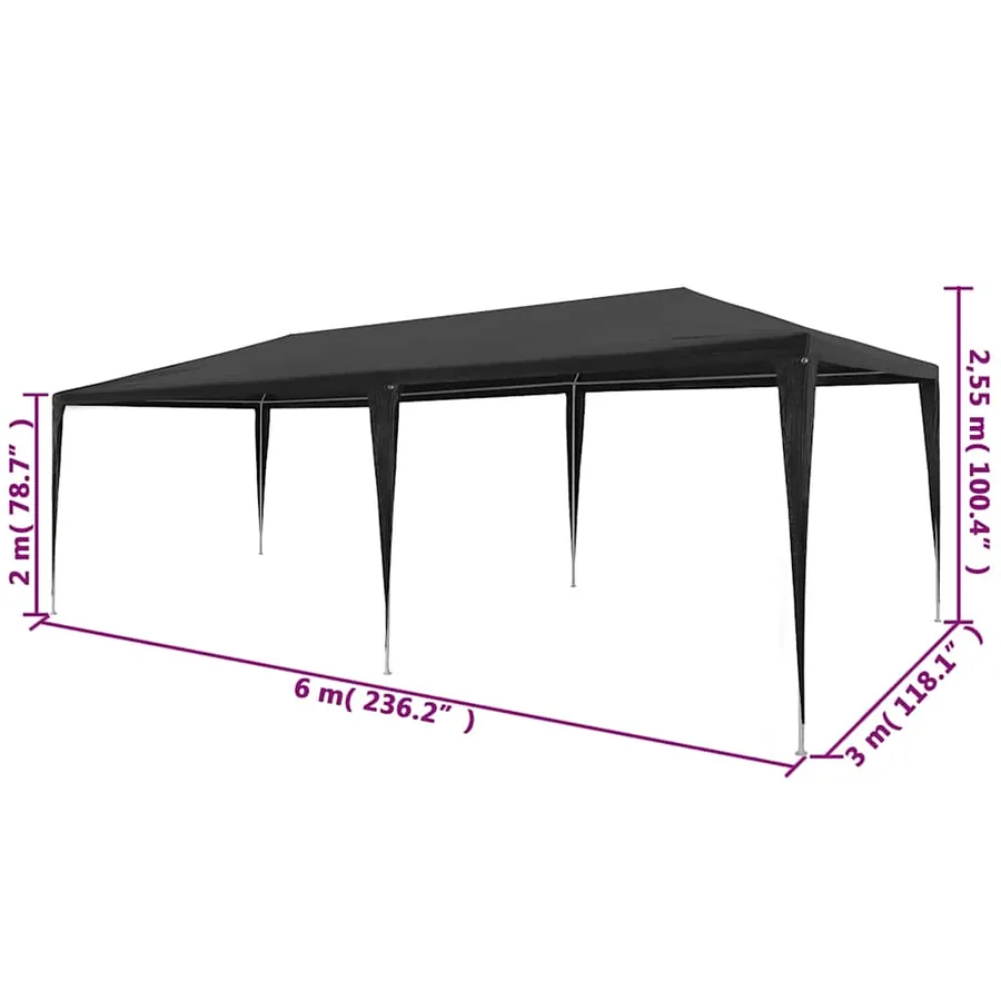 Tente de réception 3x6 m PE Anthracite - 6