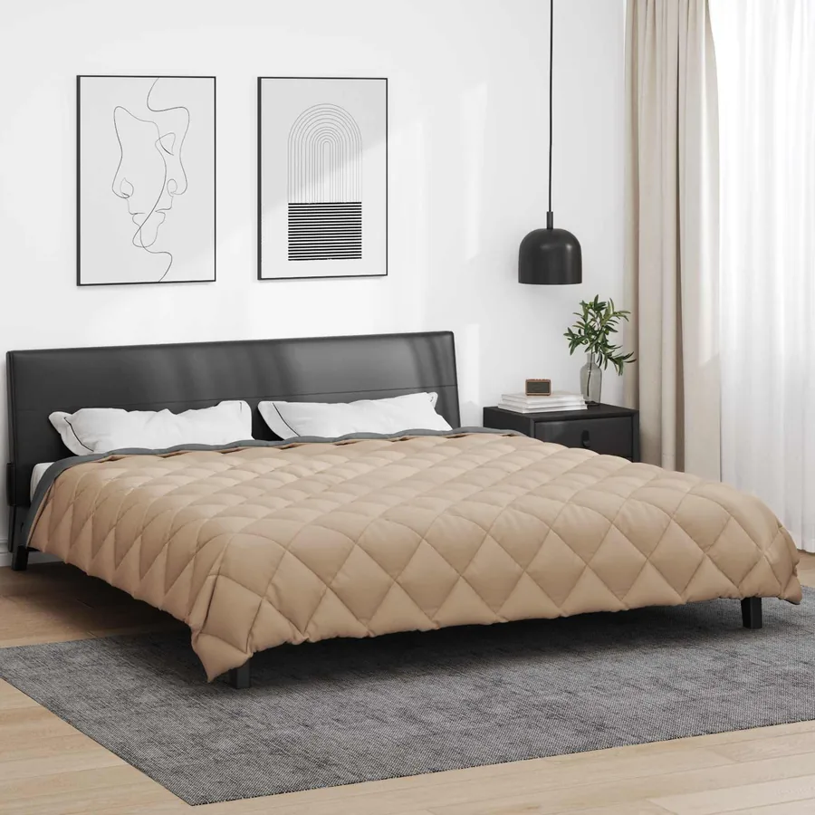 Duvet d'hiver Anthracite et Taupe 200 x 200 cm Microfibre - 4