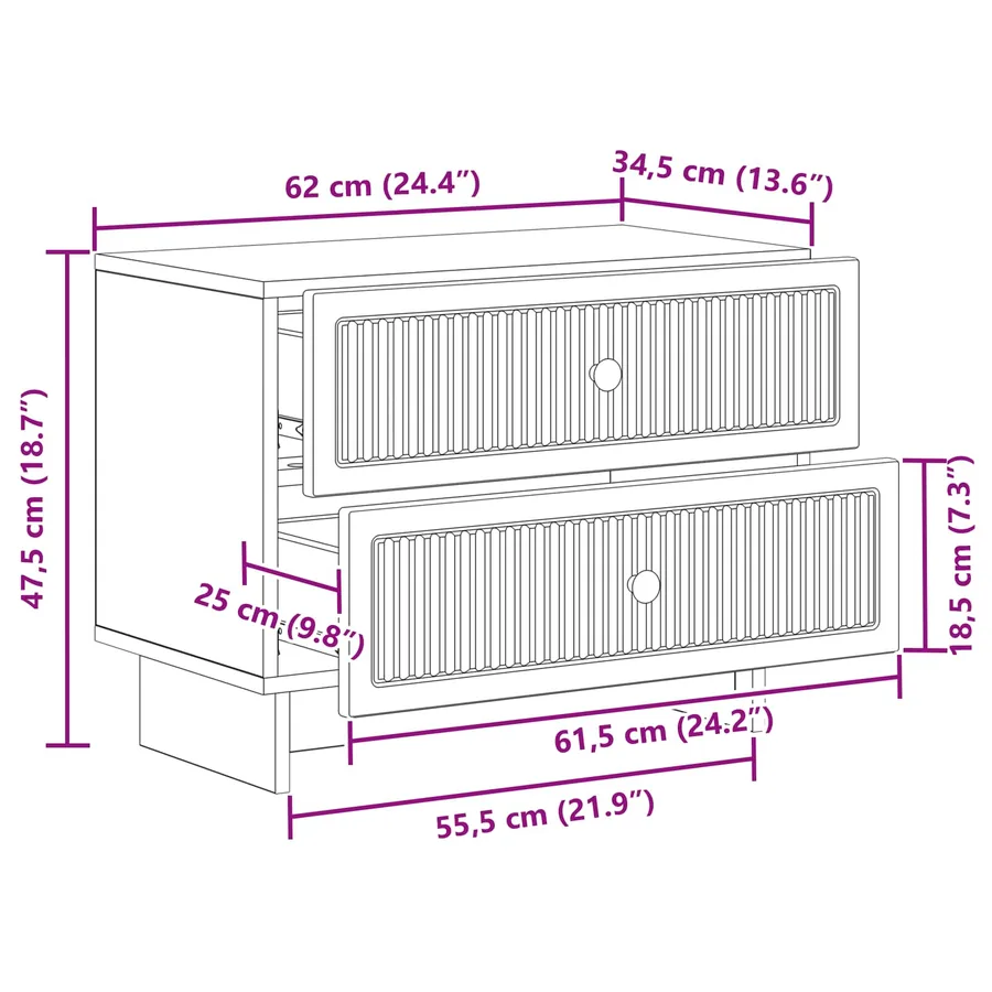 Cabinet de chevet Blanc brillant 62 x 34,5 x 47,5 cm - 11