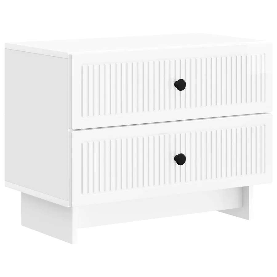 Cabinet de chevet Blanc brillant 62 x 34,5 x 47,5 cm - 2