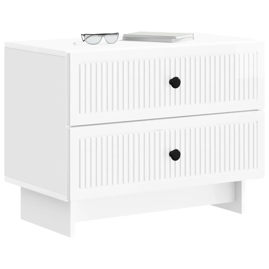 Cabinet de chevet Blanc brillant 62 x 34,5 x 47,5 cm - 3