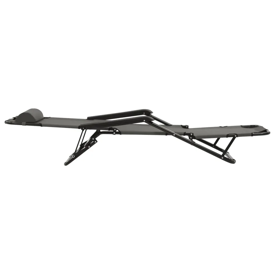Chaises longues pliables 2 pcs avec repose-pied Acier Noir - 19