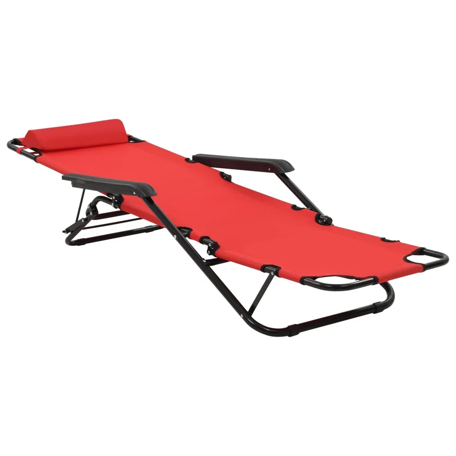 Chaises longues pliables 2 pcs avec repose-pied Acier Noir - 40