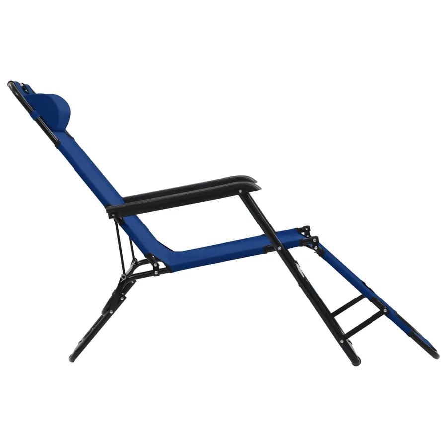 Chaises longues pliables 2 pcs avec repose-pied Acier Noir - 53