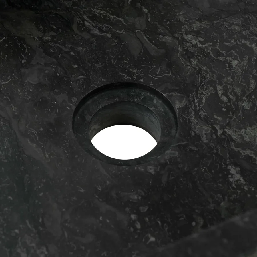 Armoire de toilette en teck solide avec lavabo en marbre Noir - 8
