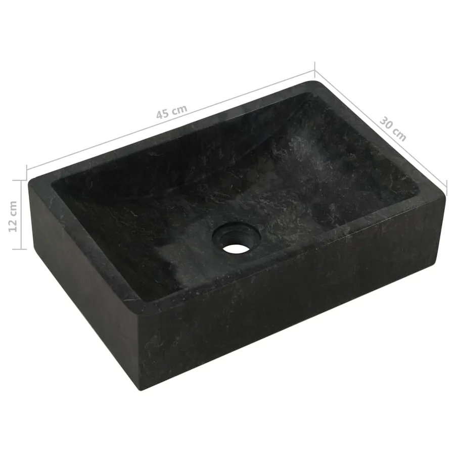 Armoire de toilette en teck solide avec lavabo en marbre Noir - 9
