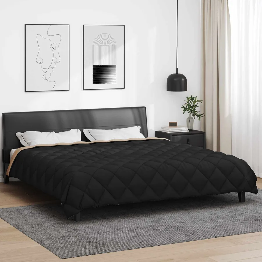 Duvet d'hiver Noir et Taupe 200 x 220 cm Microfibre