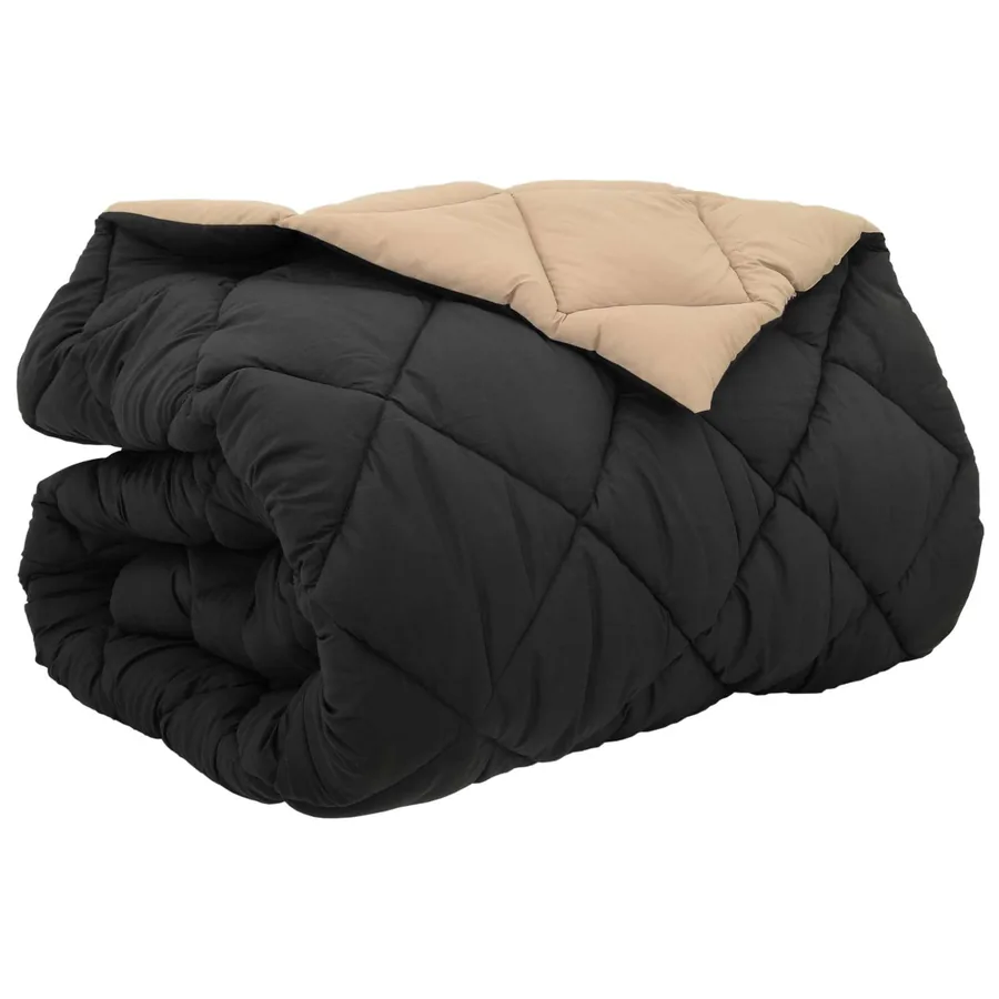 Duvet d'hiver Noir et Taupe 200 x 220 cm Microfibre - 2
