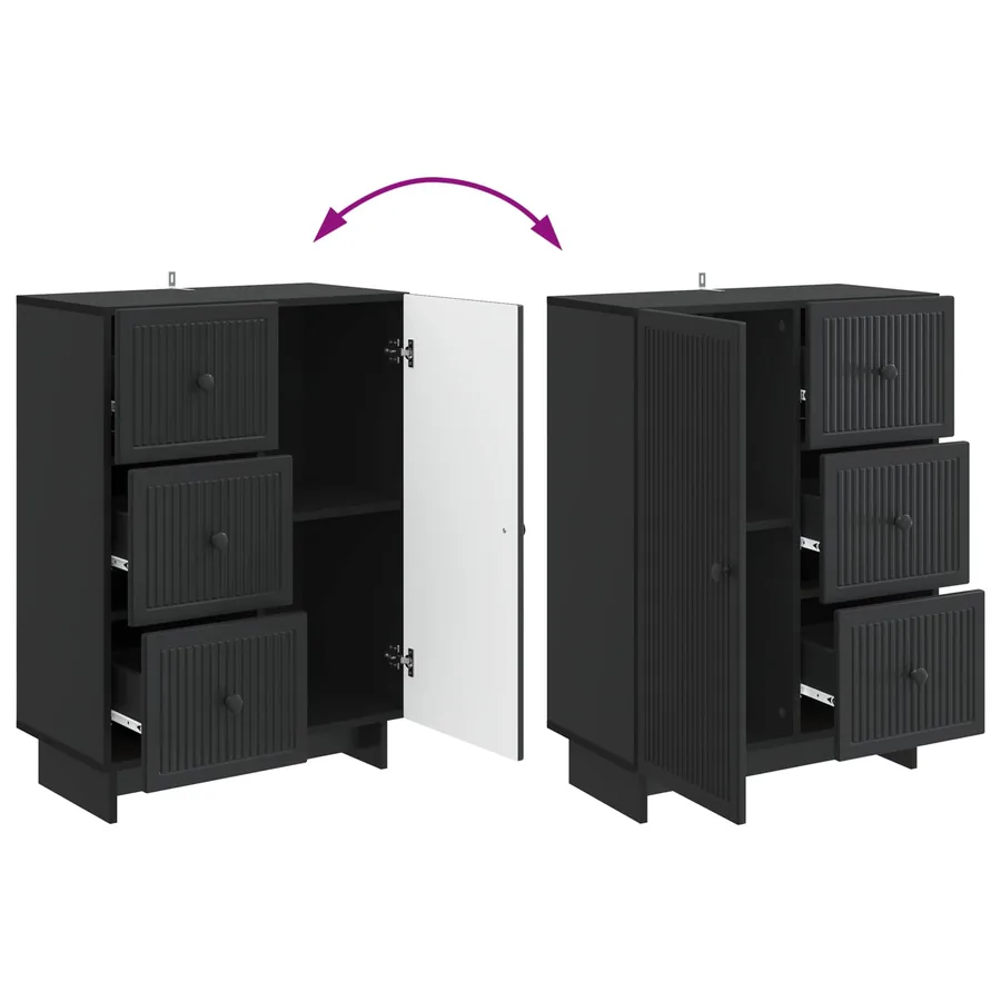 Buffet avec tiroir Noir 66 x 34,5 x 90 cm Bois d'ingénierie - 10